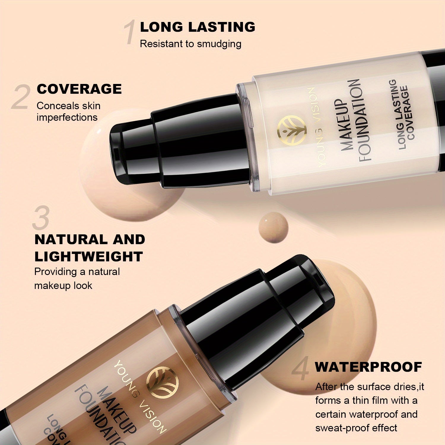 Luxury Skin Perfection Liquid Foundation – Long-Lasting Natural Coverage (30 ml
