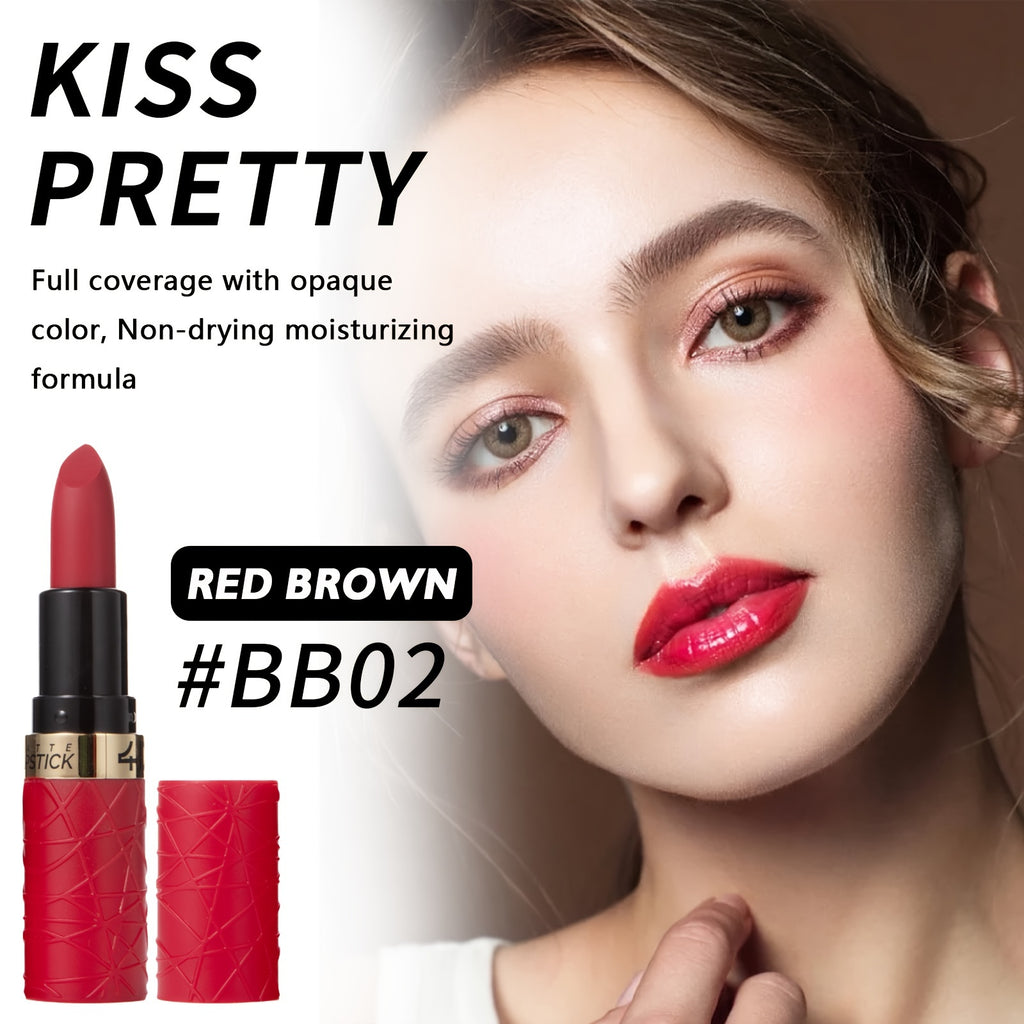 6-Piece Matte Berry Red Lipstick Set – Long-Lasting High-Pigment Lip Color for Women