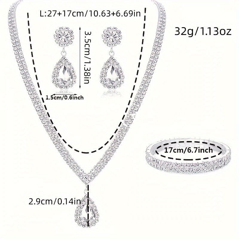 Luxury Crystal Necklace & Earrings Two-Piece Wedding Earrings and Necklace Set