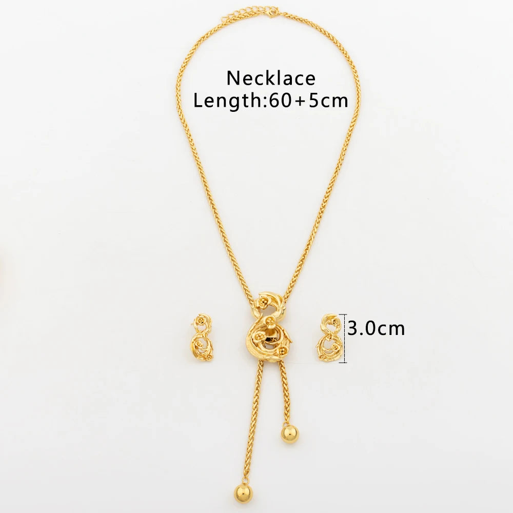 New Fashion Gold-Plated Jewelry Set – Necklace & Drop Earrings Set for Women