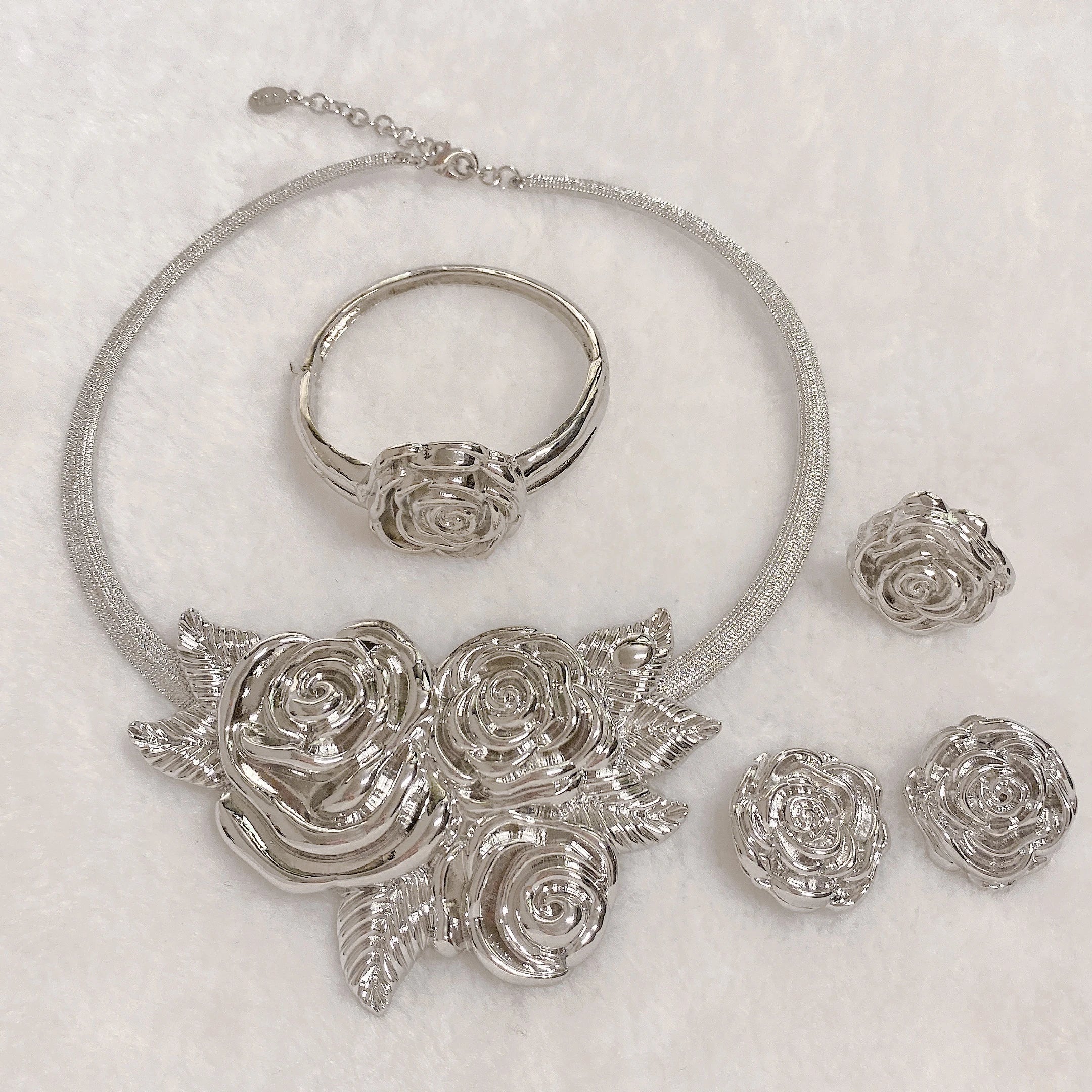 Luxury Gold Rose Bridal Jewelry Set