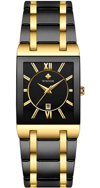 Black Gold Square Women’s Watch – Stainless Steel Waterproof Luxury Wristwatch