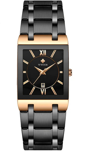 Black Gold Square Women’s Watch – Stainless Steel Waterproof Luxury Wristwatch