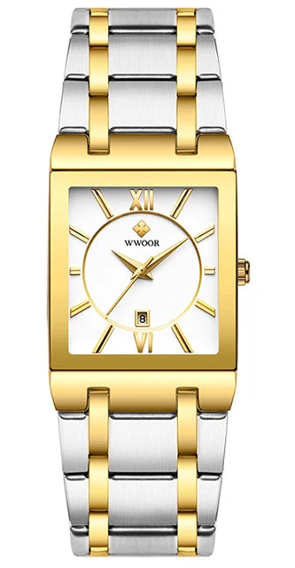 Black Gold Square Women’s Watch – Stainless Steel Waterproof Luxury Wristwatch