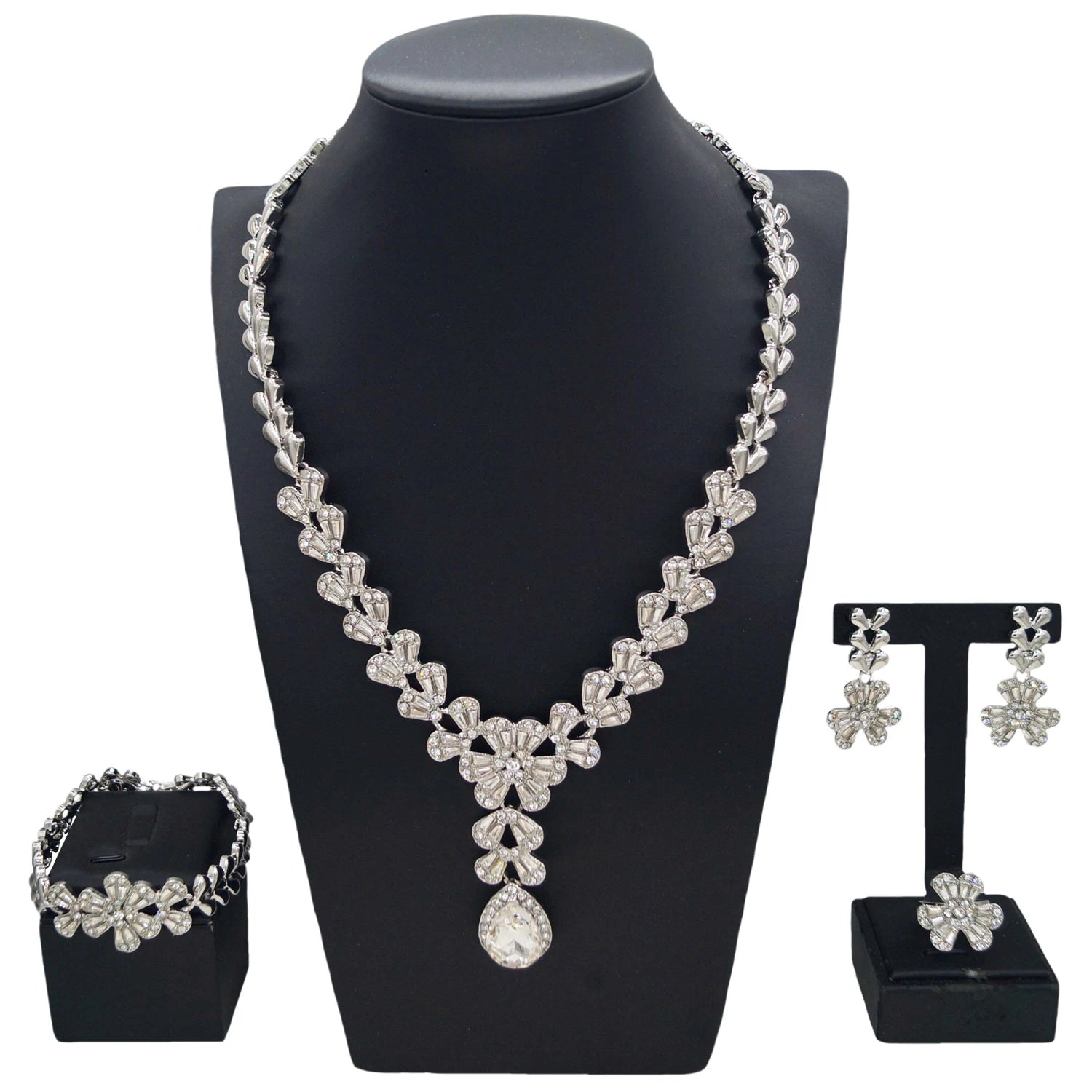 Luxury Gold-Plated Jewelry Set – Necklace, Bracelet, Earrings & Ring Set for Women
