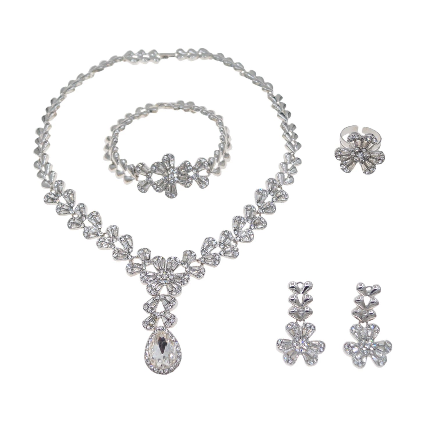 Luxury Gold-Plated Jewelry Set – Necklace, Bracelet, Earrings & Ring Set for Women