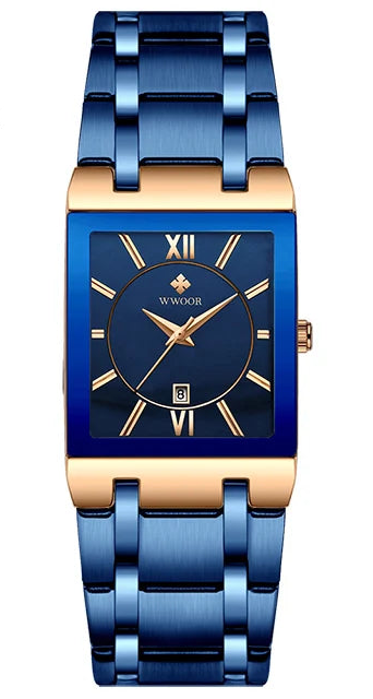 Black Gold Square Women’s Watch – Stainless Steel Waterproof Luxury Wristwatch