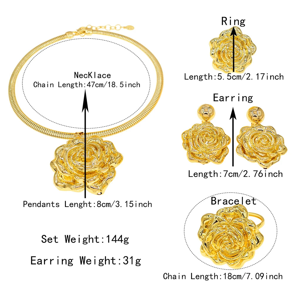 Luxury Gold Statement Jewelry Set – Necklace, Earrings & Ring Designer