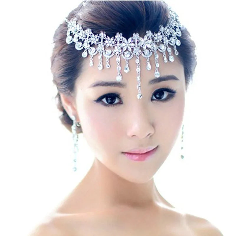 Luxury Silver-Tone Crystal Floral Bridal Necklace and Earrings Set