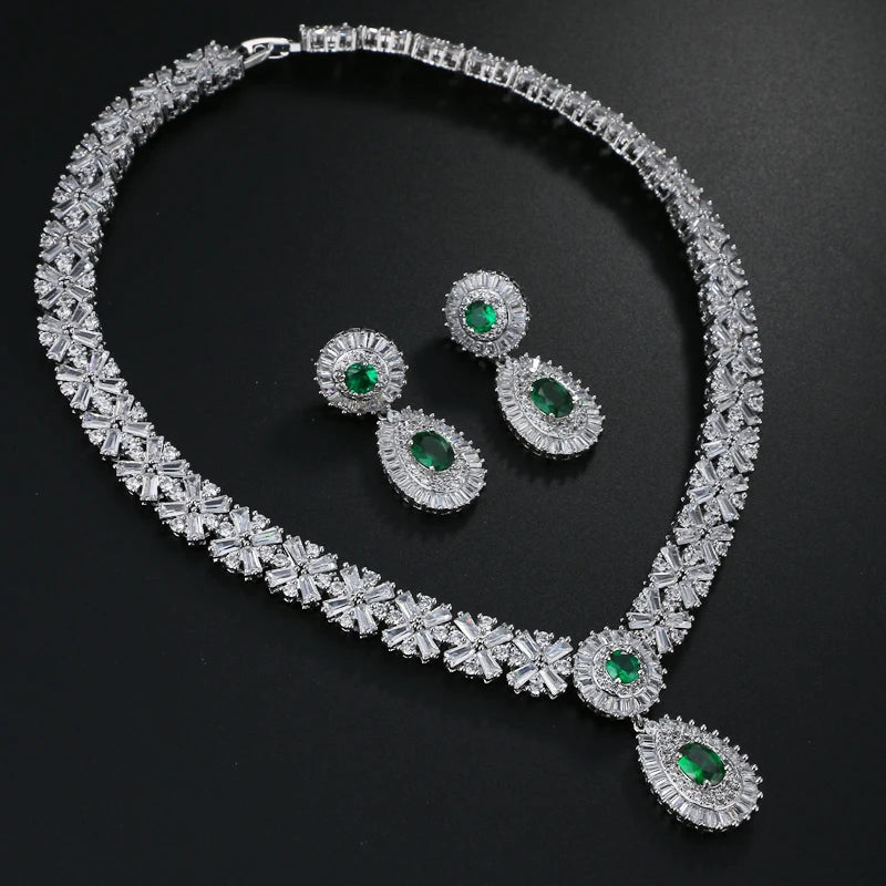 Luxury Cubic Zirconia Bridal Jewelry Set – Necklace & Earrings