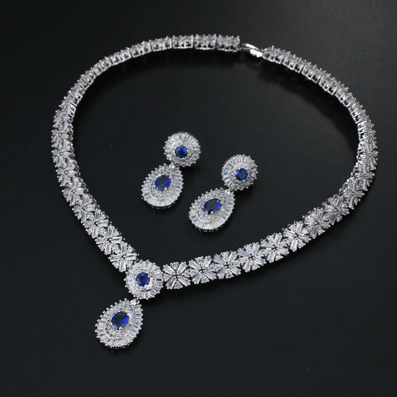 Luxury Cubic Zirconia Bridal Jewelry Set – Necklace & Earrings