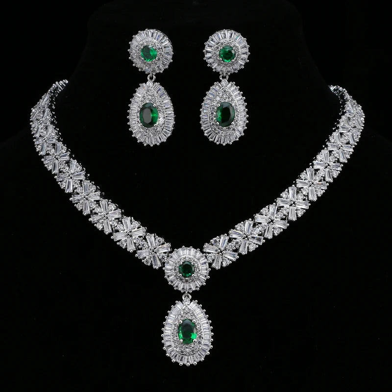 Luxury Cubic Zirconia Bridal Jewelry Set – Necklace & Earrings