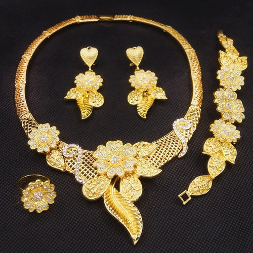 4-Piece Luxury Statement Jewelry Set – Necklace, Earrings, Bracelet & Ring