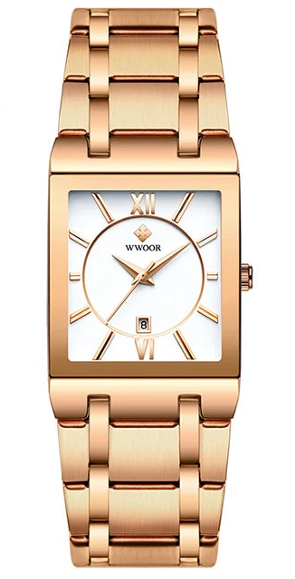 Black Gold Square Women’s Watch – Stainless Steel Waterproof Luxury Wristwatch