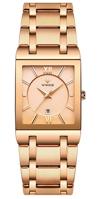 Black Gold Square Women’s Watch – Stainless Steel Waterproof Luxury Wristwatch