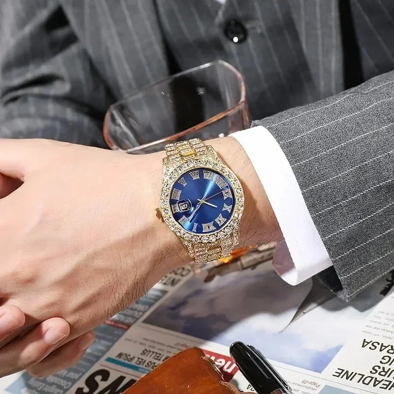 Luxury Iced Out Hip Hop Men’s Watch – Diamond Style Fashion Wristwatch – Multiple Colors