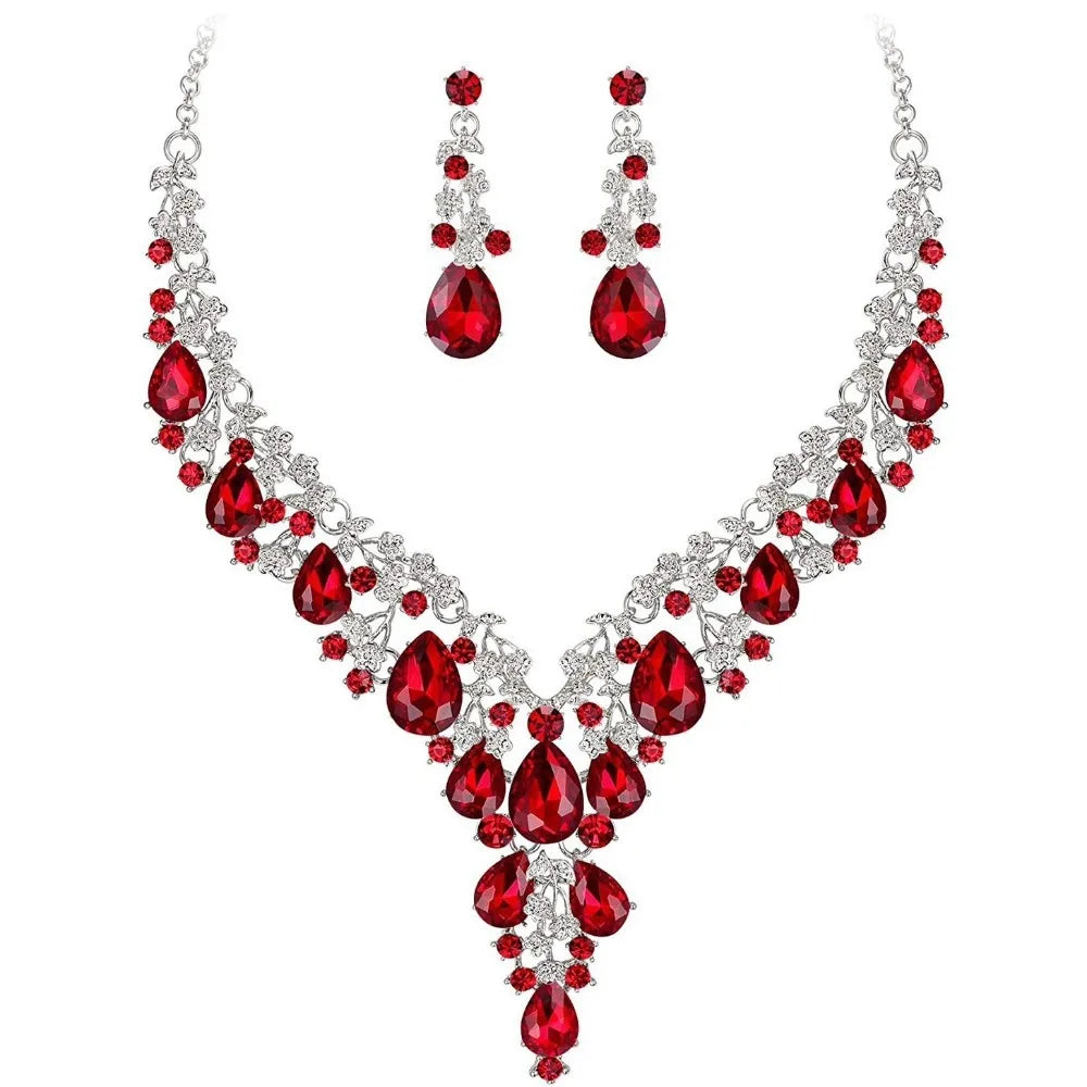 Luxury Crystal Rhinestone Jewelry Set – Necklace & Earrings Bridal Wedding Set