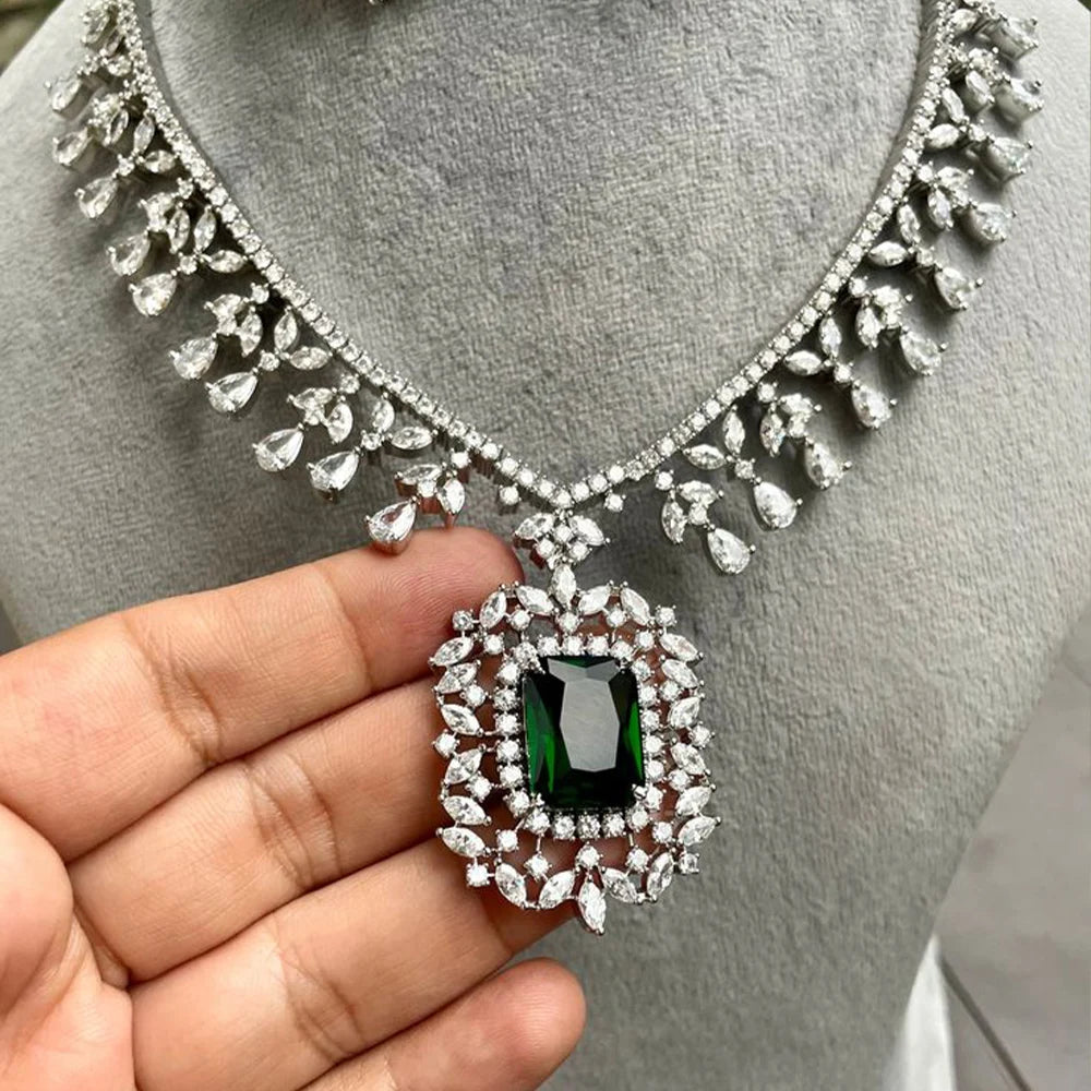 Boho Zircon Jewelry Set – Bridal Necklace & Earrings Wedding Set