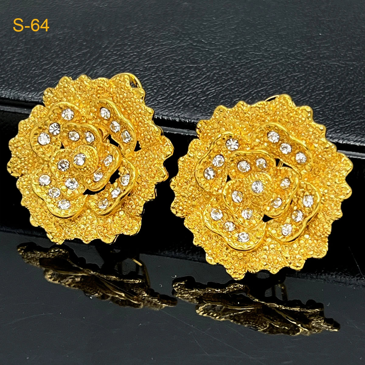 Luxury Gold-Plated Floral Jewelry Set for Women – Necklace, Earrings & Ring, 24k Gold Plated