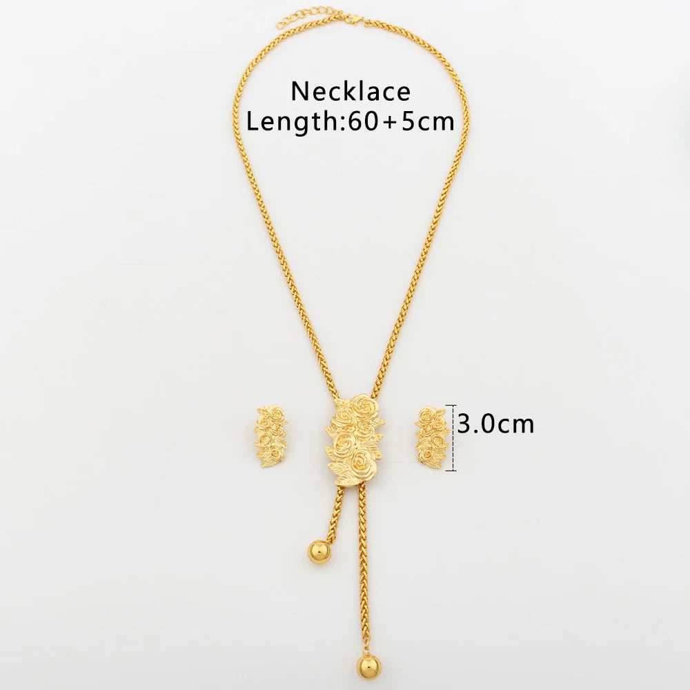 New Fashion Gold-Plated Jewelry Set – Necklace & Drop Earrings Set for Women