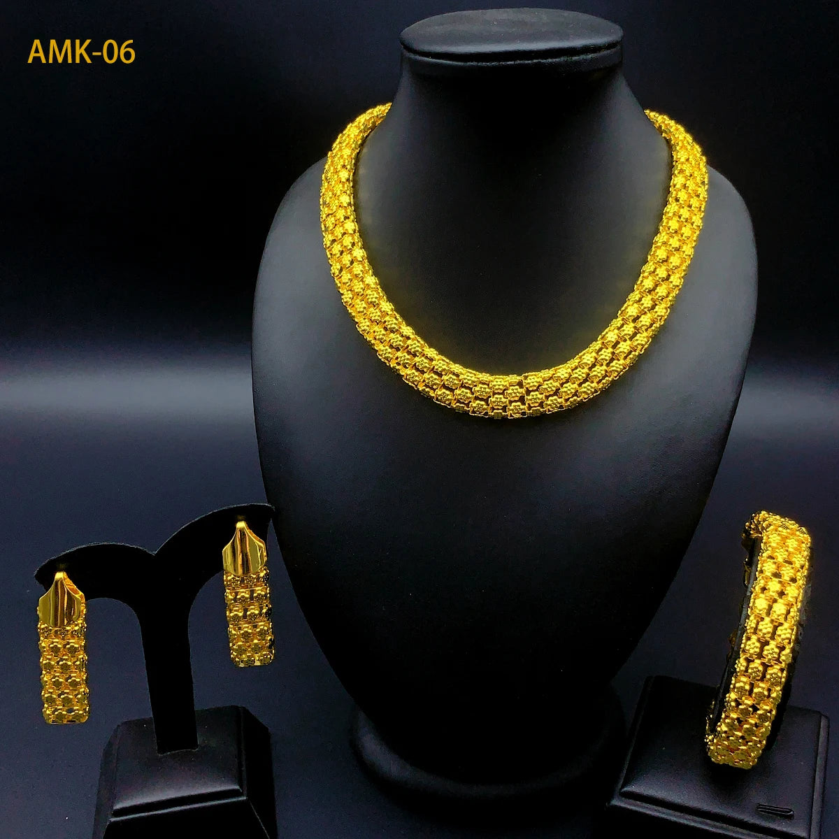 Luxury Gold Statement Necklace & Earrings Set – Bridal & Special Occasion Jewelry