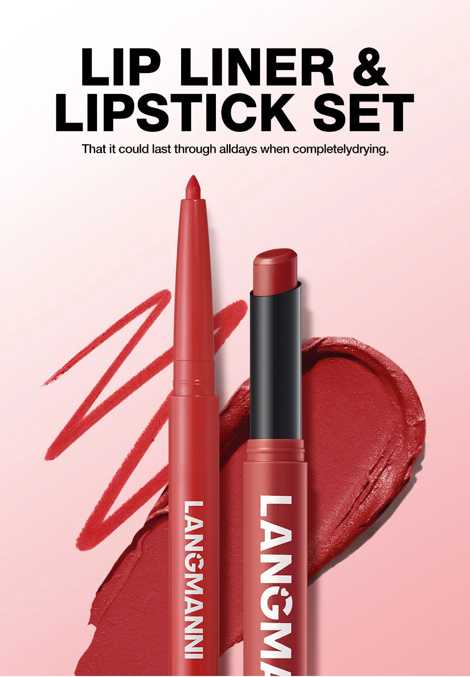 Luxury Makeup By Ann Waterproof Matte Lipstick Set OF2 Integrated waterproof lipliner