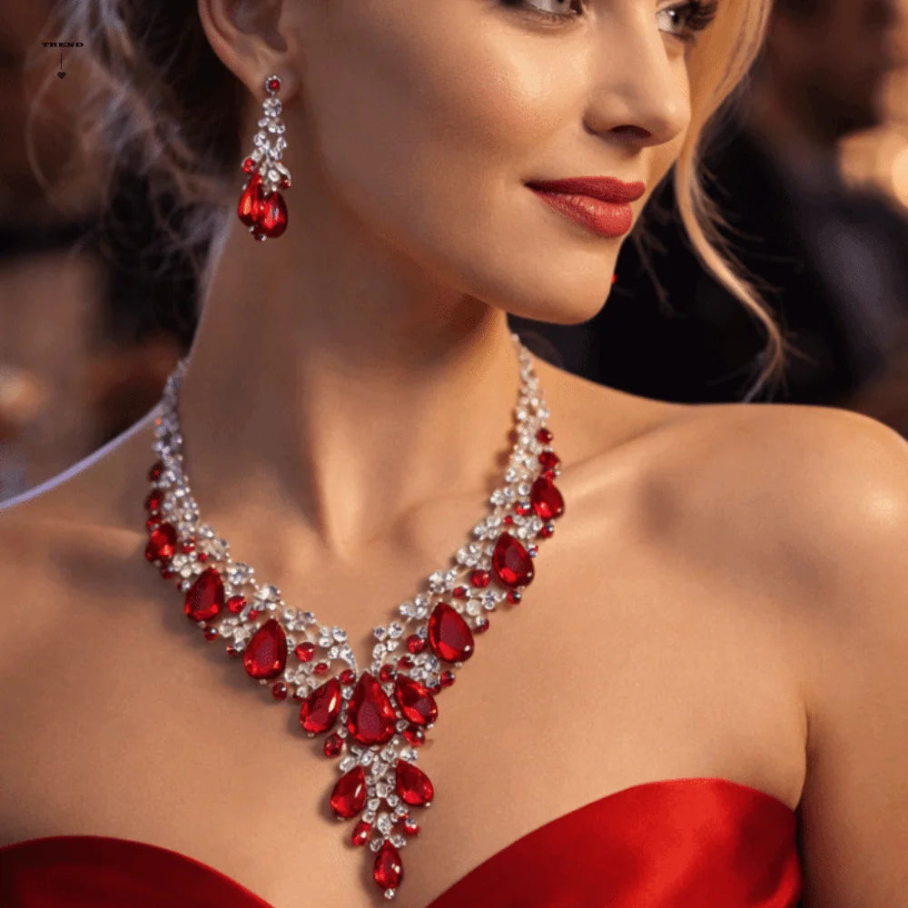 Luxury Crystal Rhinestone Jewelry Set – Necklace & Earrings Bridal Wedding Set