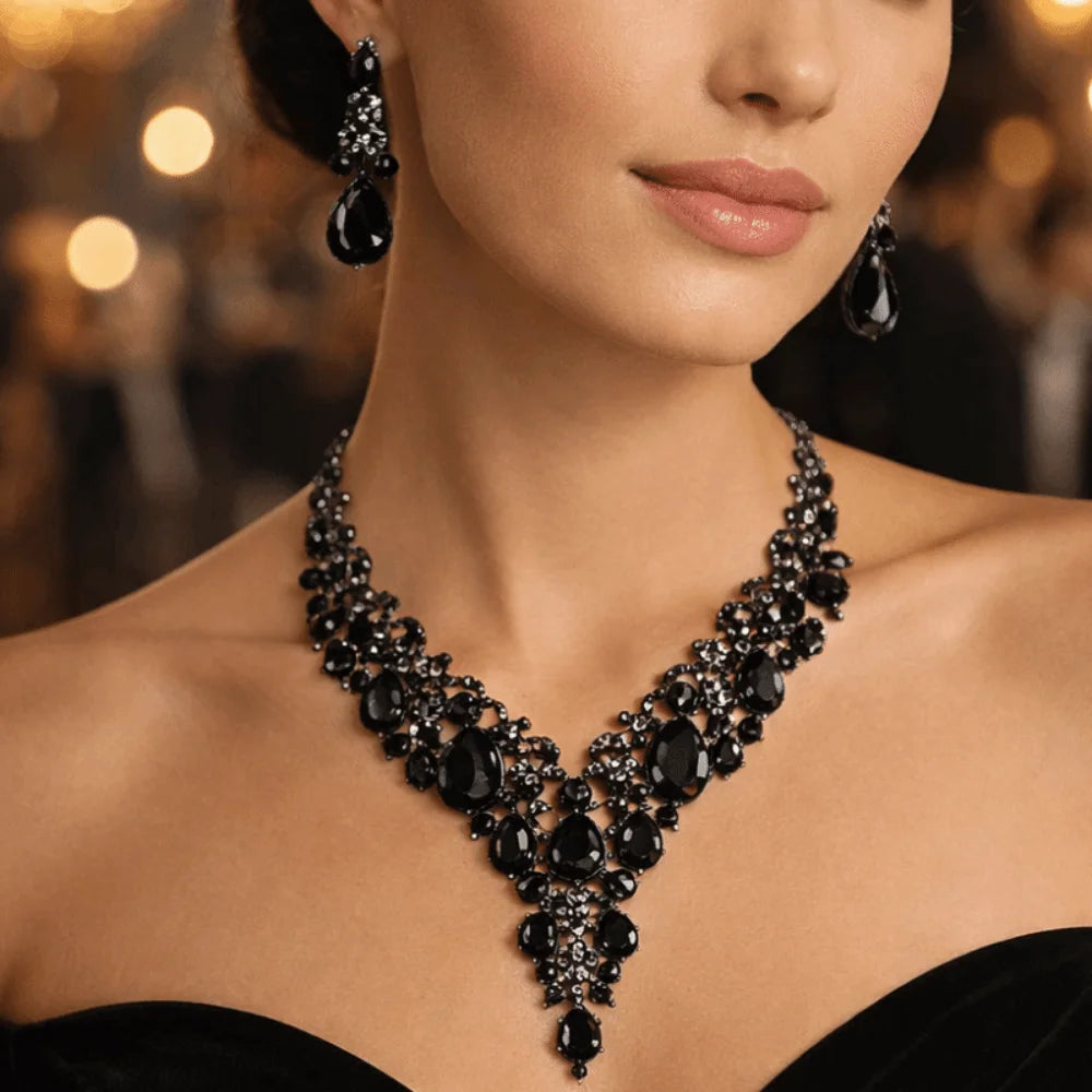 Luxury Crystal Rhinestone Jewelry Set – Necklace & Earrings Bridal Wedding Set