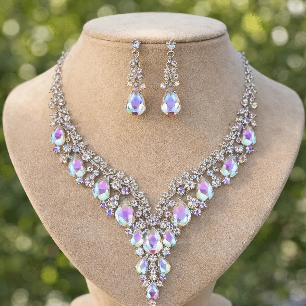 Luxury Crystal Rhinestone Jewelry Set – Necklace & Earrings Bridal Wedding Set