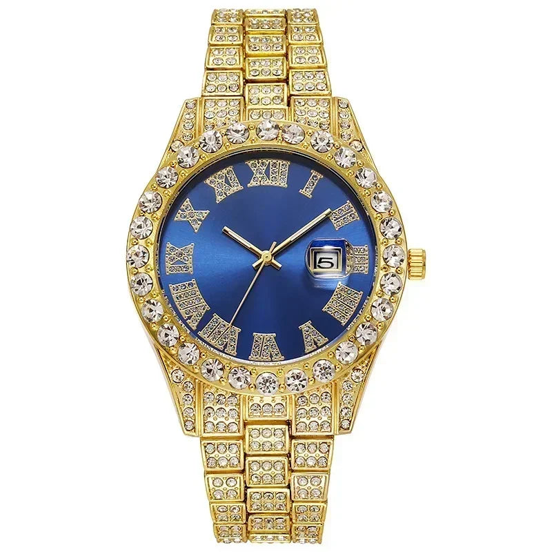 Luxury Iced Out Hip Hop Men’s Watch – Diamond Style Fashion Wristwatch – Multiple Colors