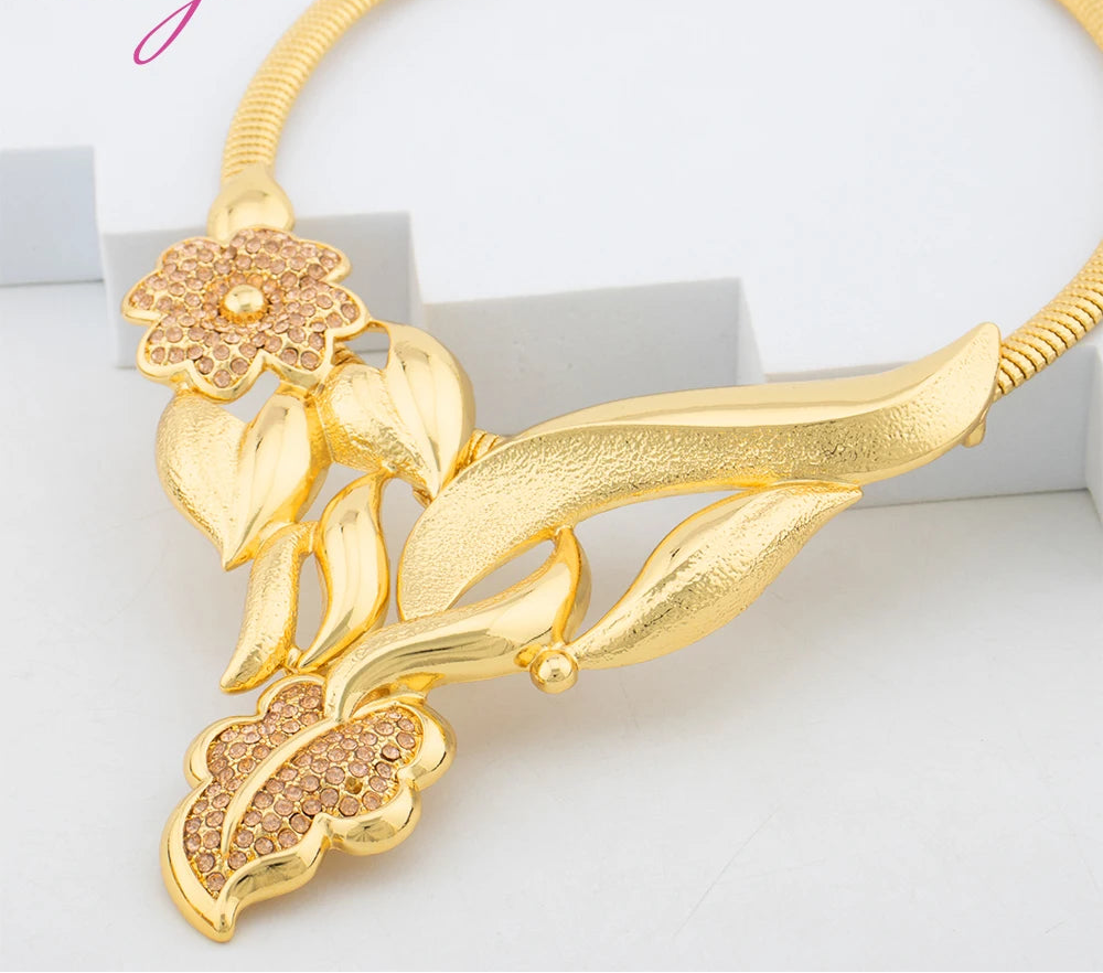 Luxury Gold-Plated Jewelry Set for Women – Necklace, Earrings, Bangle & Ring