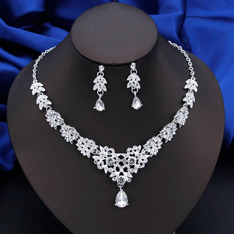 Elegant Red Bridal Necklace & Earrings Set