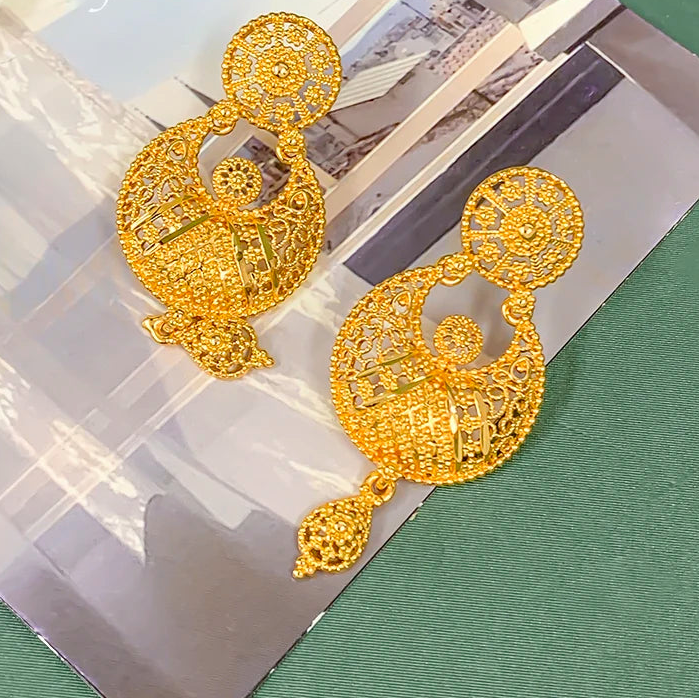 Bohemian Gold-Plated Necklace & Earrings Set