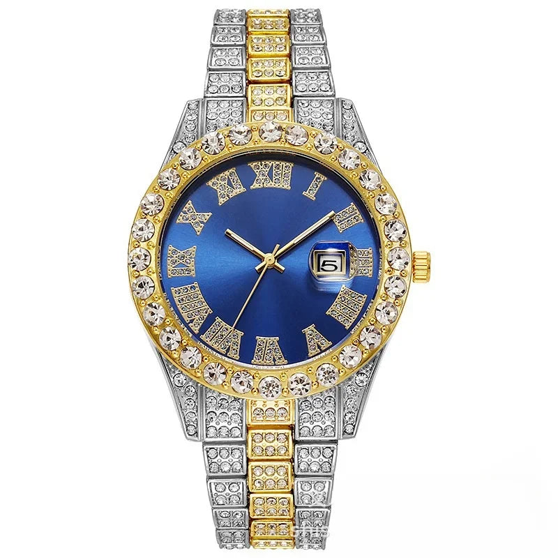 Luxury Iced Out Hip Hop Men’s Watch – Diamond Style Fashion Wristwatch – Multiple Colors