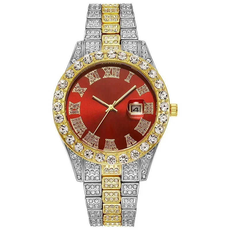 Luxury Iced Out Hip Hop Men’s Watch – Diamond Style Fashion Wristwatch – Multiple Colors