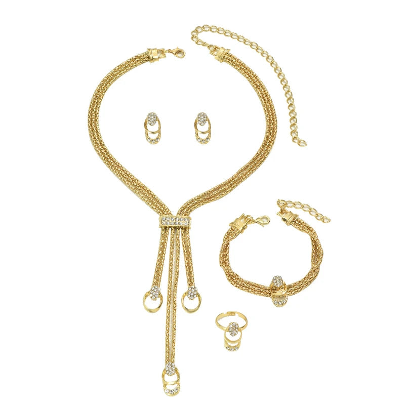 Luxury 3-Piece Crystal Jewelry Set for Women – Necklace, Earrings & Bracelet | Wedding & Evening Jewelry