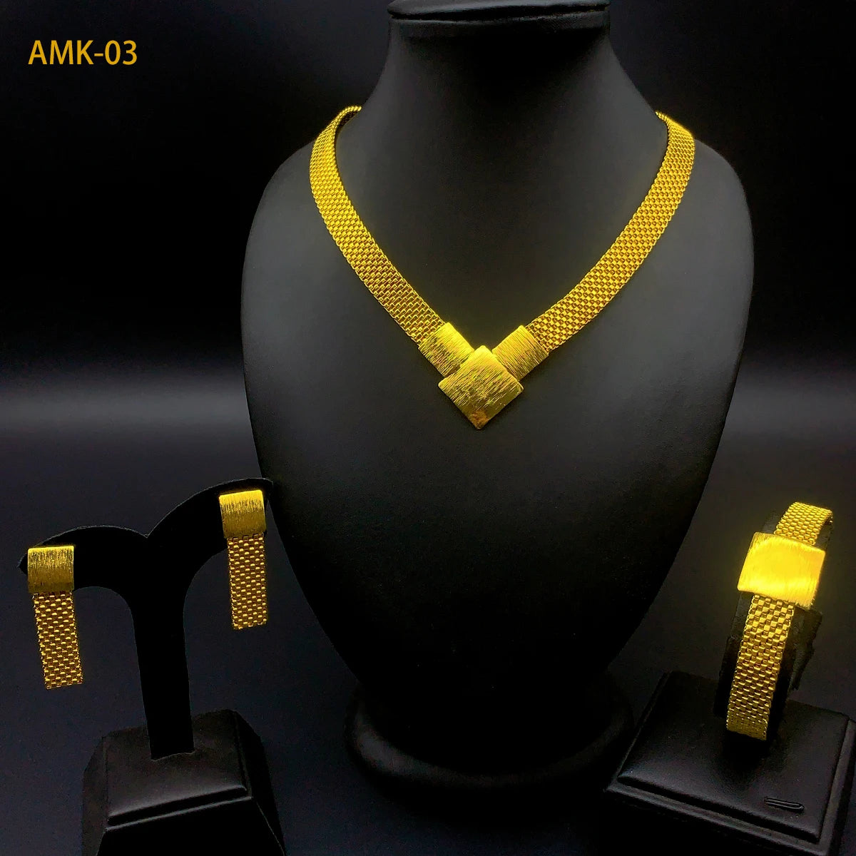 Luxury Gold Statement Necklace & Earrings Set – Bridal & Special Occasion Jewelry