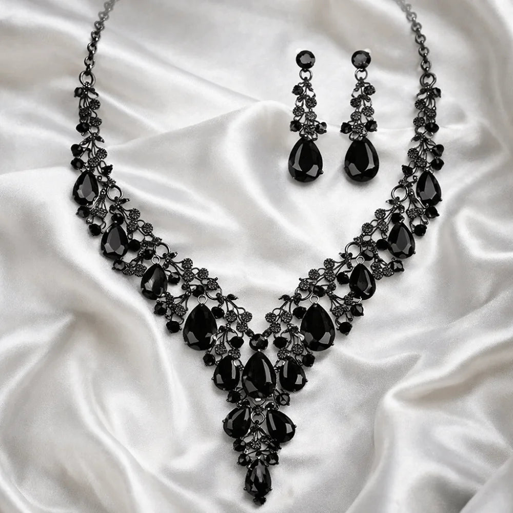 Luxury Crystal Rhinestone Jewelry Set – Necklace & Earrings Bridal Wedding Set