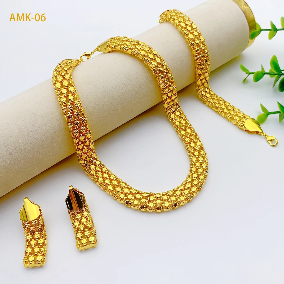 Luxury Gold Statement Necklace & Earrings Set – Bridal & Special Occasion Jewelry