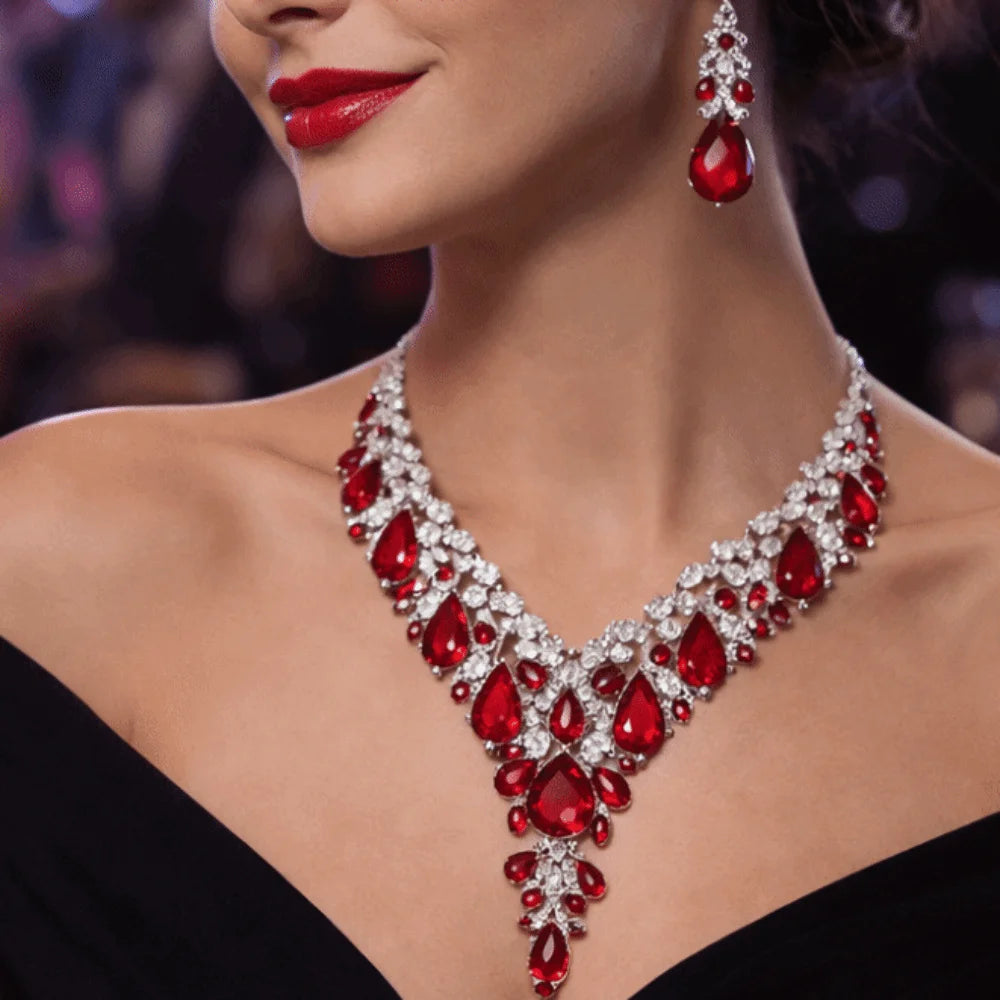 Luxury Crystal Rhinestone Jewelry Set – Necklace & Earrings Bridal Wedding Set