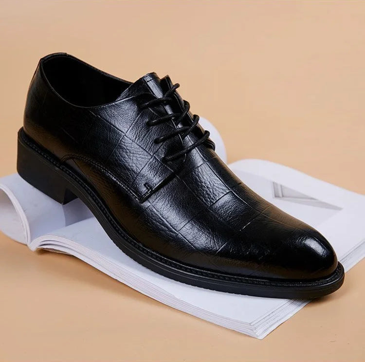 Men’s Black Pointed-Toe Formal Dress Shoes