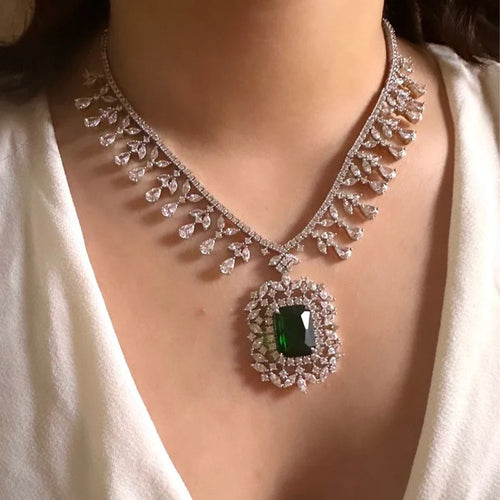 Boho Zircon Jewelry Set – Bridal Necklace & Earrings Wedding Set