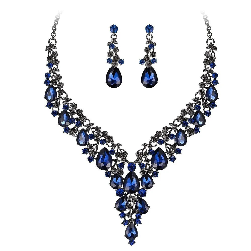 Luxury Crystal Rhinestone Jewelry Set – Necklace & Earrings Bridal Wedding Set