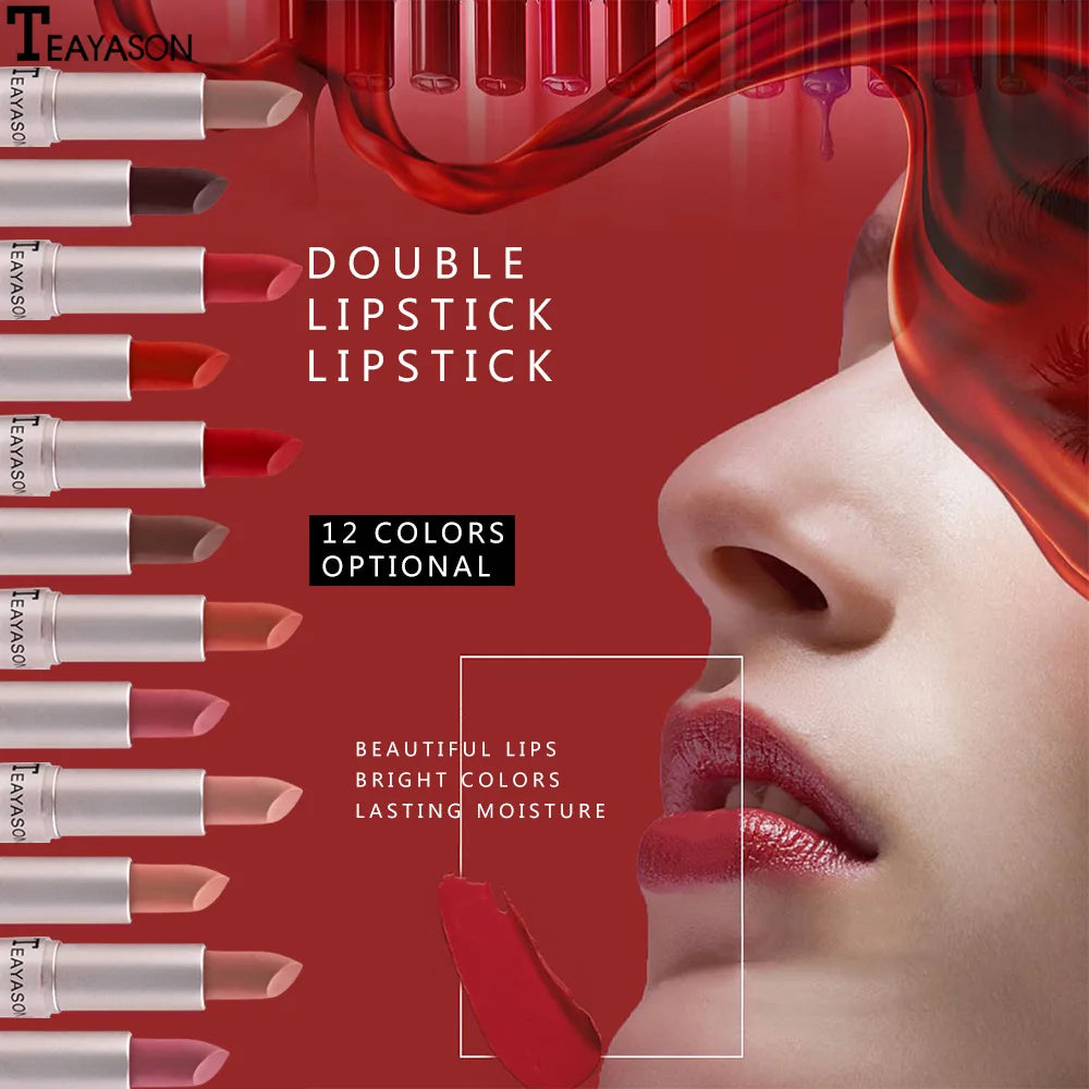 2-in-1 Velvet Matte Lipstick & High-Shine Lip Gloss – Long-Lasting, Waterproof & Non-Stick