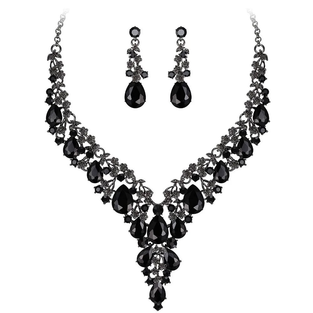 Luxury Crystal Rhinestone Jewelry Set – Necklace & Earrings Bridal Wedding Set