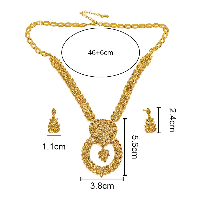 Bohemian Gold-Plated Necklace & Earrings Set