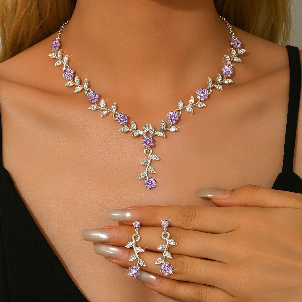 3 pieces of alloy jewelry set for women, wedding jewelry for brides, daily and banquet jewelry for women