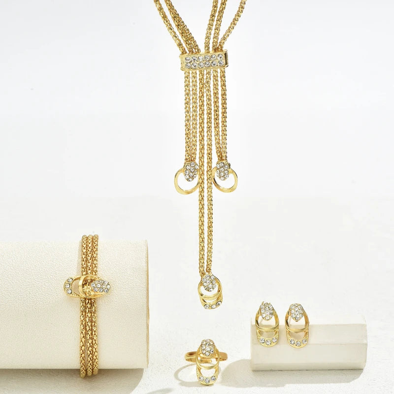 Luxury 3-Piece Crystal Jewelry Set for Women – Necklace, Earrings & Bracelet | Wedding & Evening Jewelry