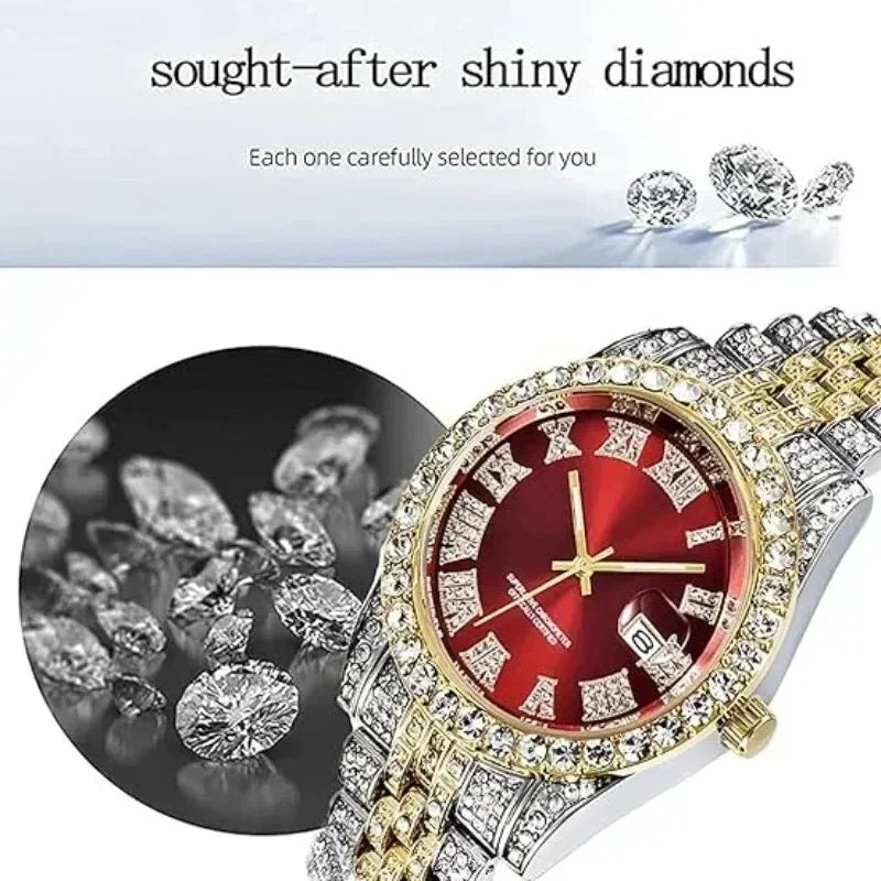 Luxury Iced Out Hip Hop Men’s Watch – Diamond Style Fashion Wristwatch – Multiple Colors
