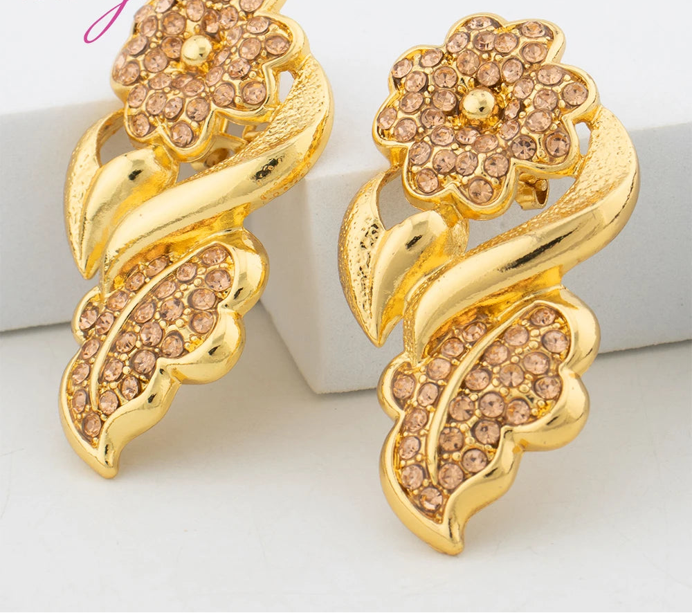 Luxury Gold-Plated Jewelry Set for Women – Necklace, Earrings, Bangle & Ring
